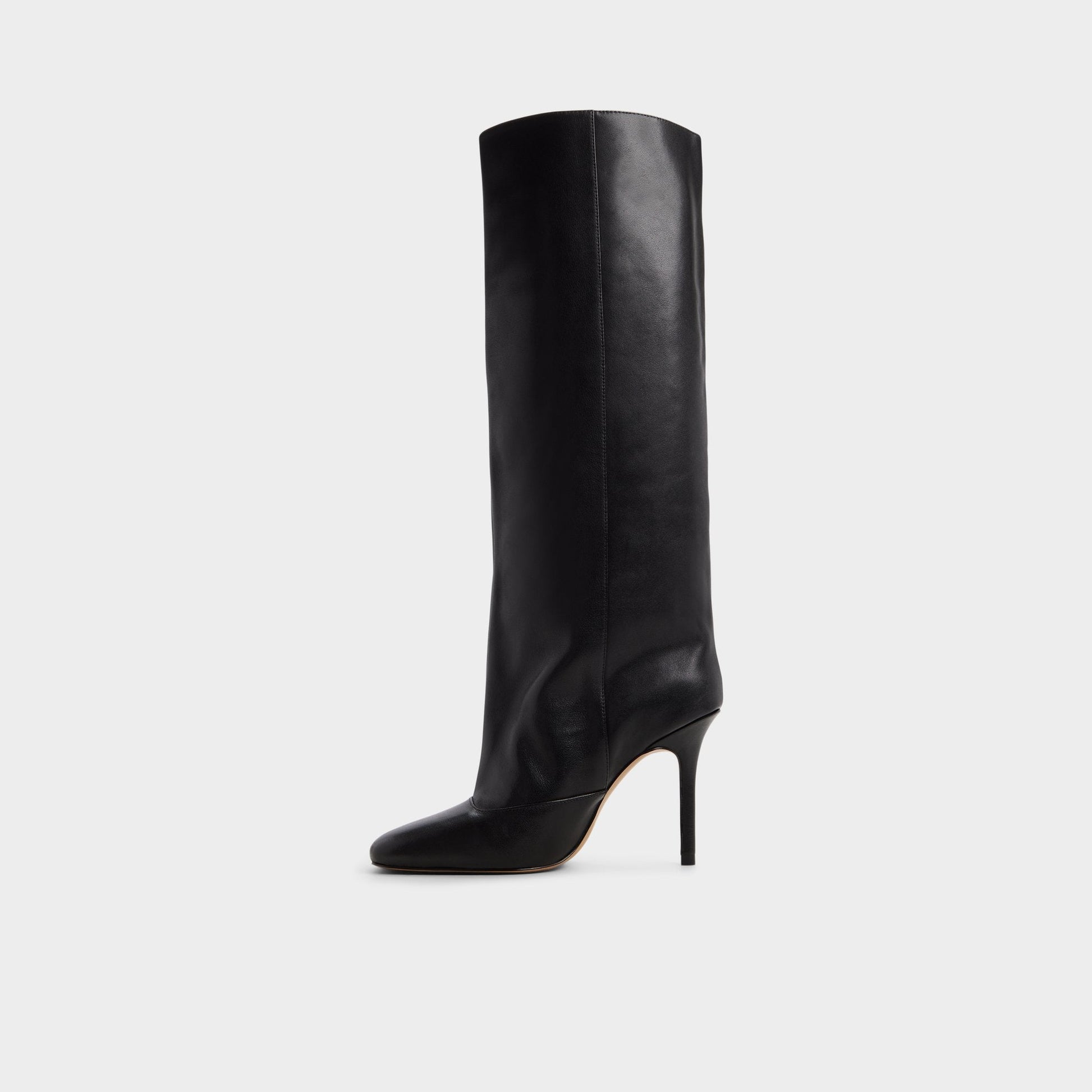 Aleena in Black - Knee-high boot, Stiletto heel - Black