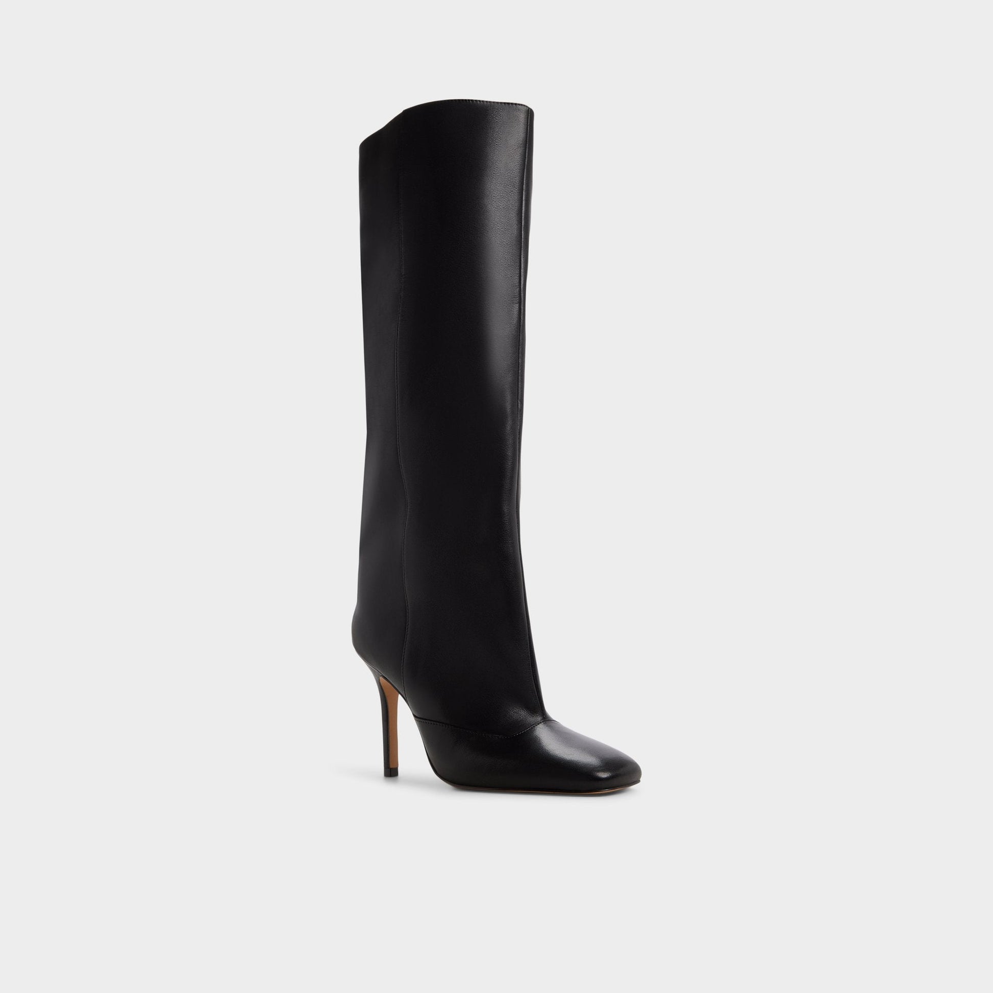 Aleena in Black - Knee-high boot, Stiletto heel - Black