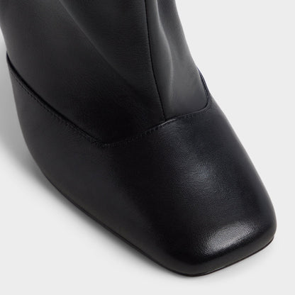 Aleena in Black - Knee-high boot, Stiletto heel - Black