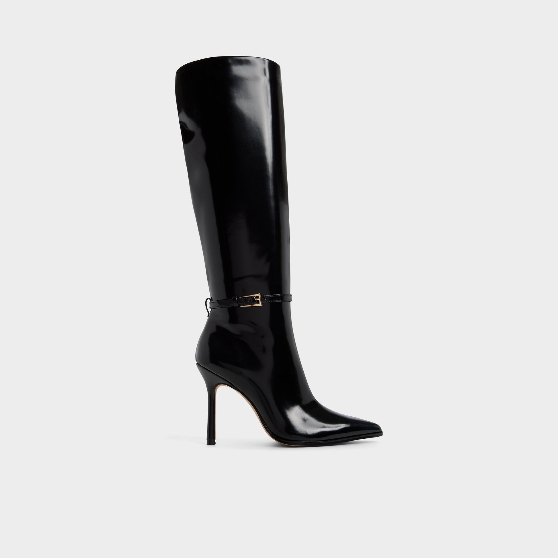 Maellie in Black - Knee-high boot, Stiletto heel - Black