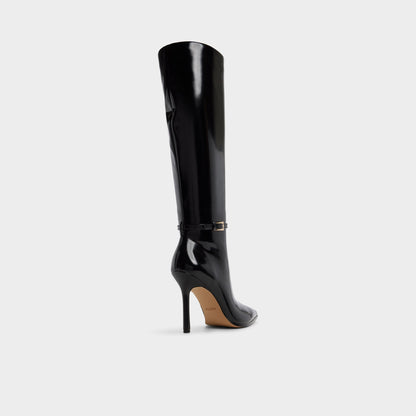 Maellie in Black - Knee-high boot, Stiletto heel - Black