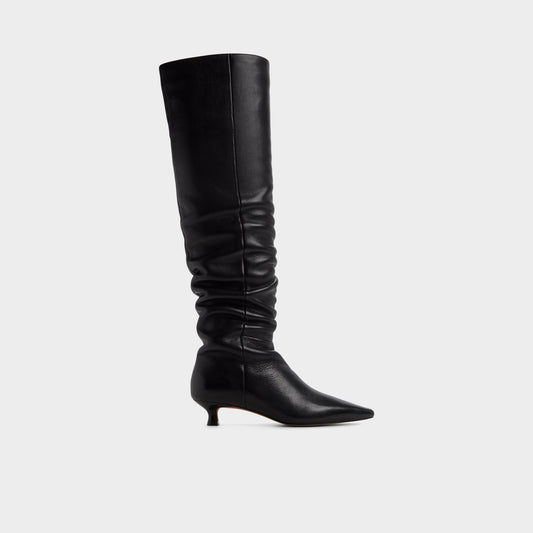 Muttsee Black Women's Tall Boots - Over-the-knee boot, Kitten heel - Black