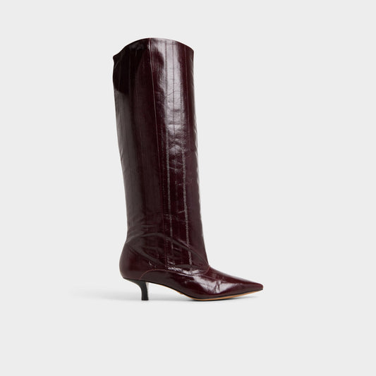 Everose in Bordo - Knee-high boot, Kitten heel - Bordo