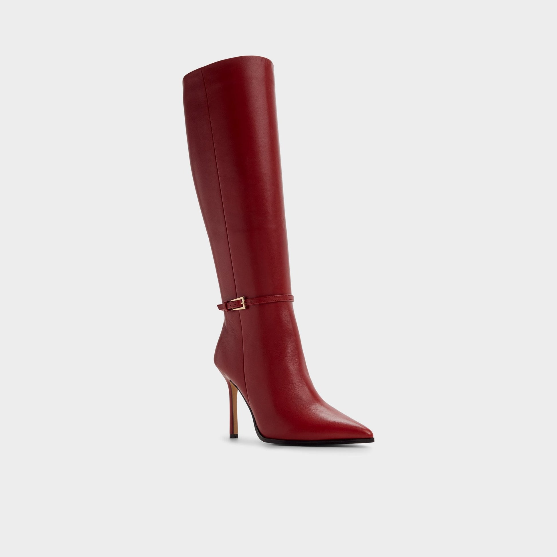 Maellie in Dark Red - Knee-high boot, Stiletto heel - Dark Red