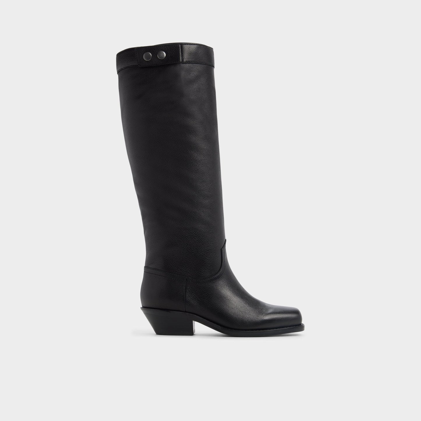 Emberlyn in Black - Knee-high western boot, Cup sole - Black