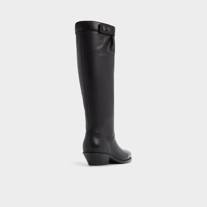 Emberlyn in Black - Knee-high western boot, Cup sole - Black