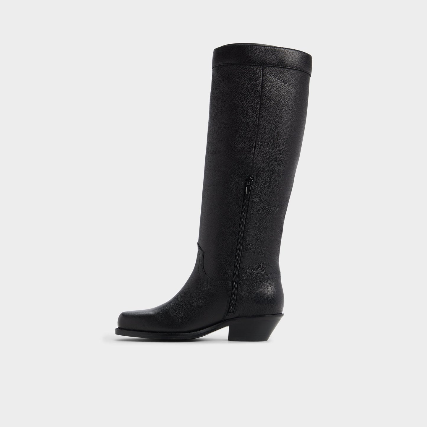 Emberlyn in Black - Knee-high western boot, Cup sole - Black