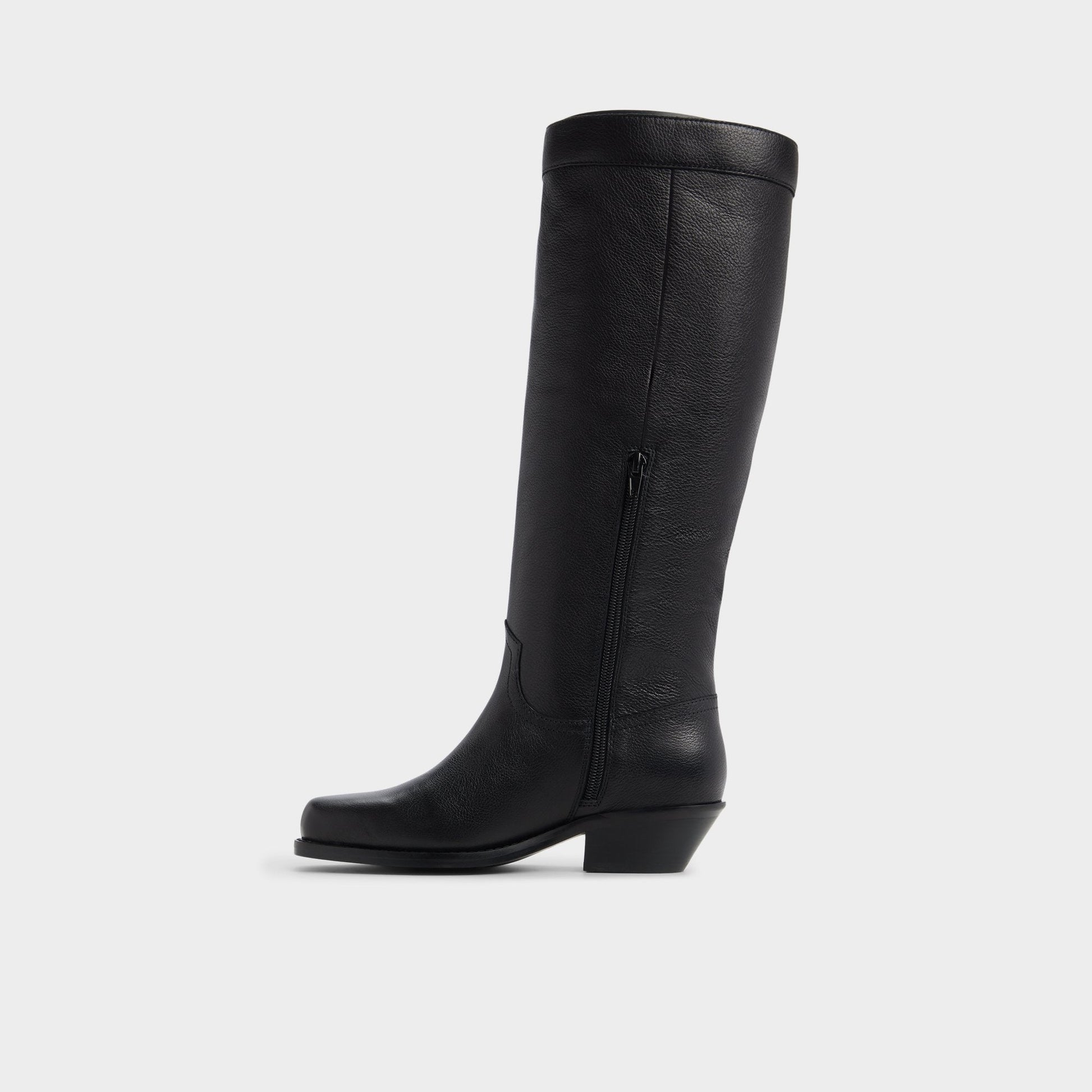 Emberlyn in Black - Knee-high western boot, Cup sole - Black