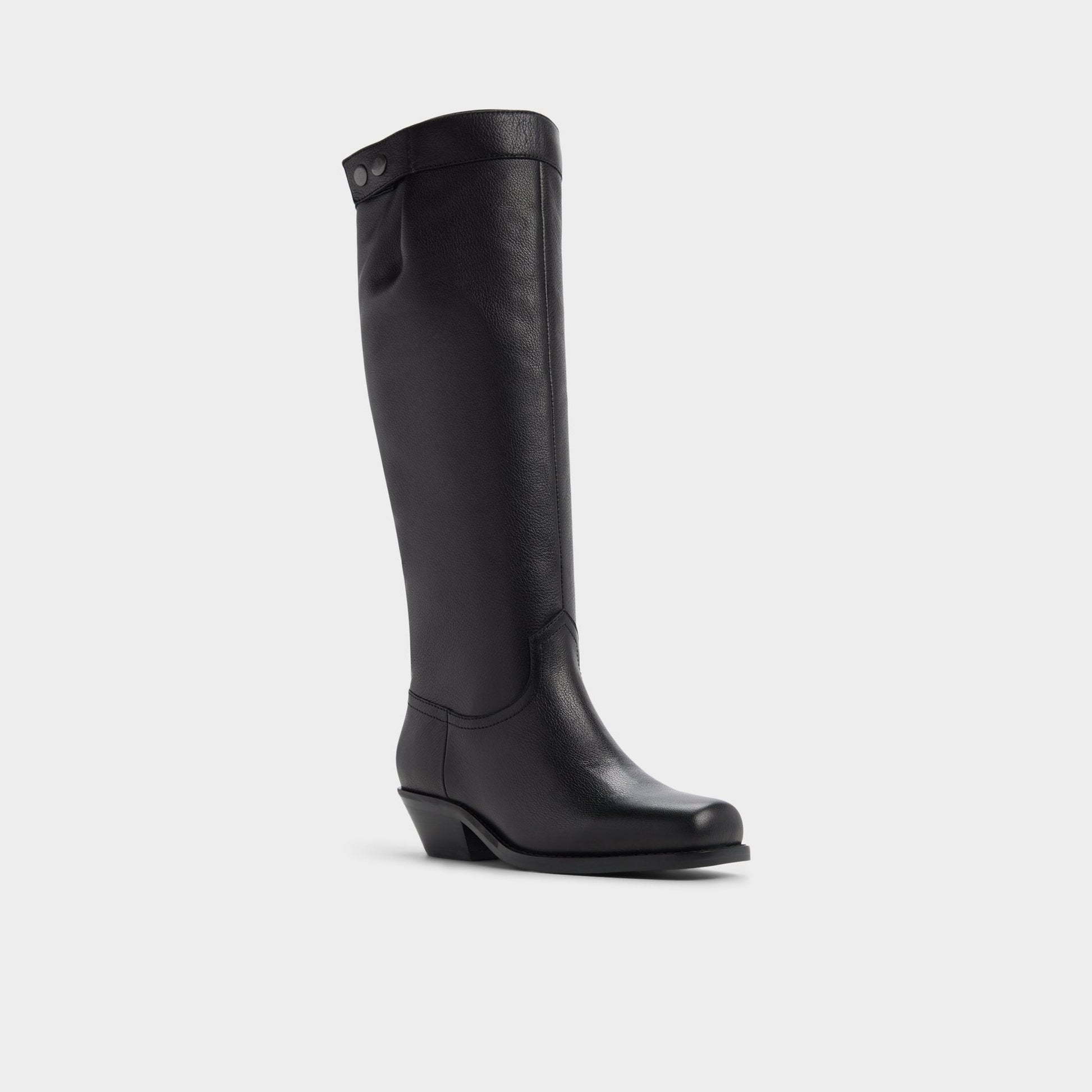 Emberlyn in Black - Knee-high western boot, Cup sole - Black