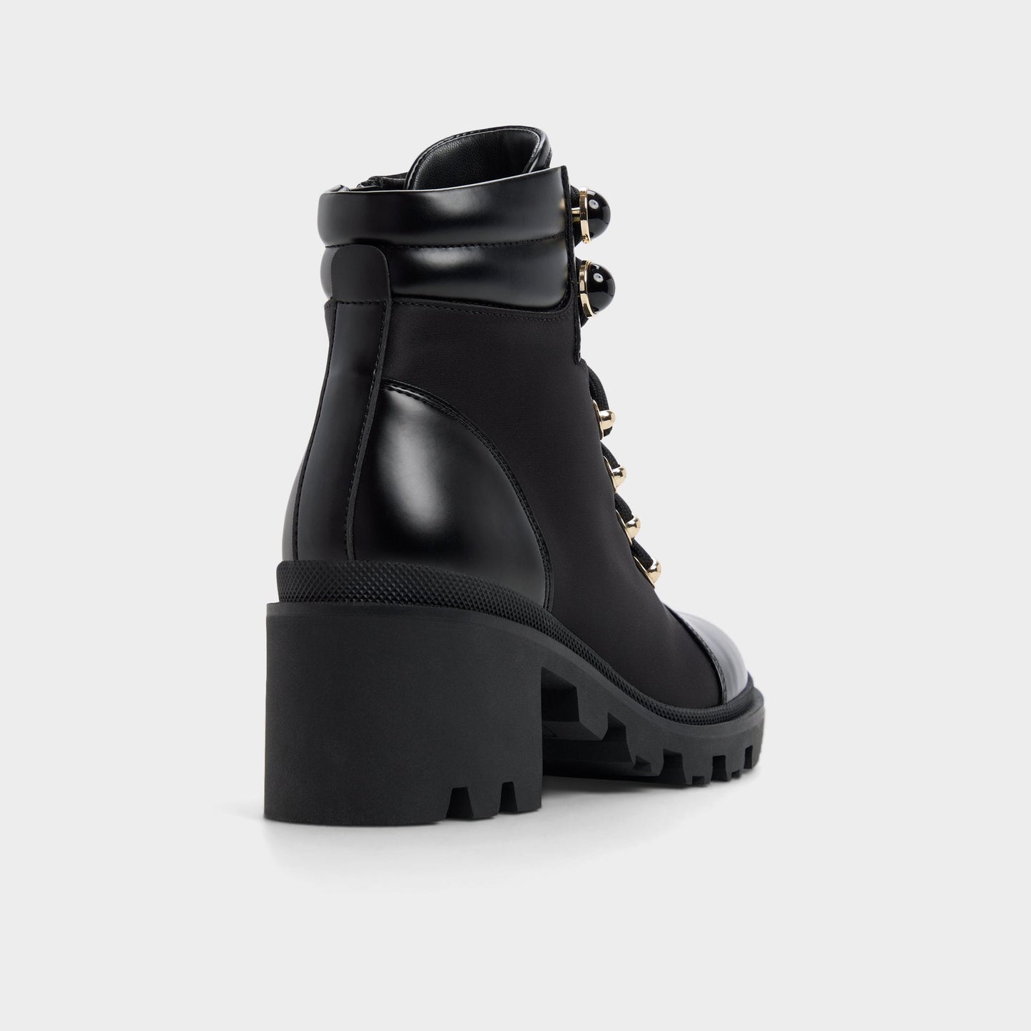 Mariettia in Black - Lace-up boot, Lug sole - Black