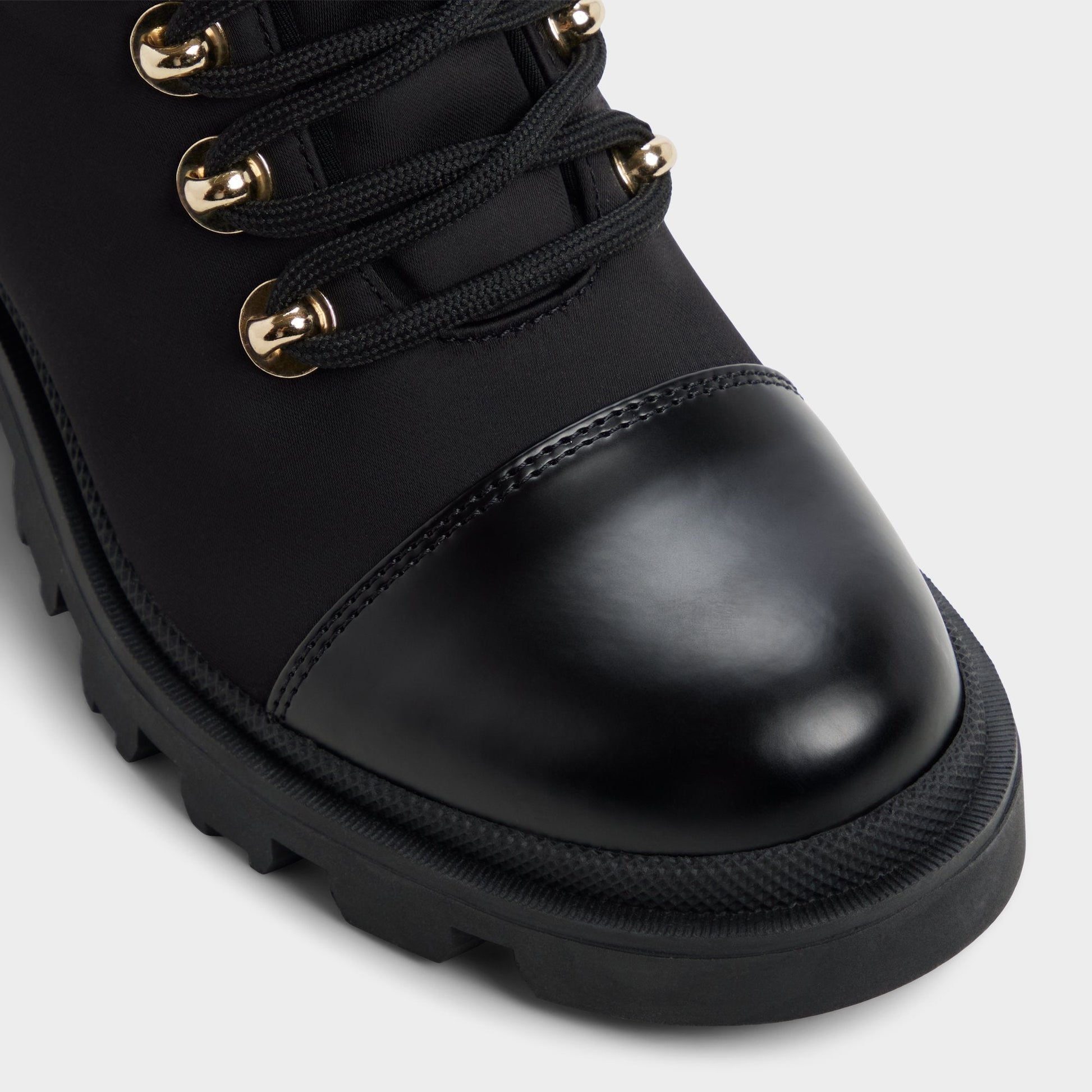 Mariettia in Black - Lace-up boot, Lug sole - Black