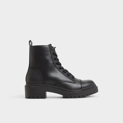 Goer Black Women's Casual boots - Combat ankle boot, Lug sole - Black