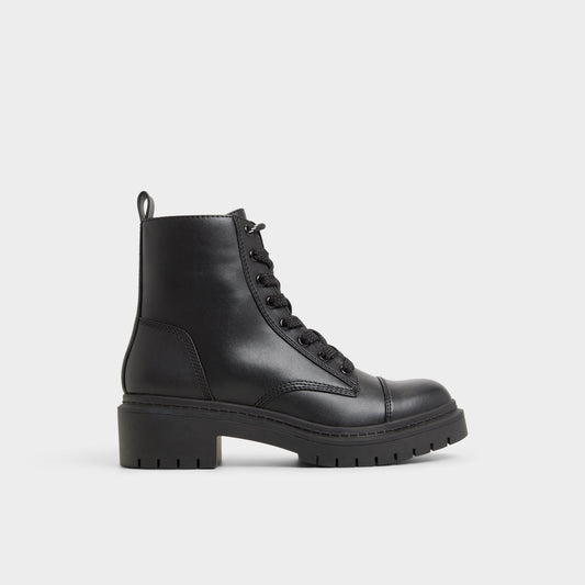 Goer Black Women's Casual boots - Combat ankle boot, Lug sole - Black