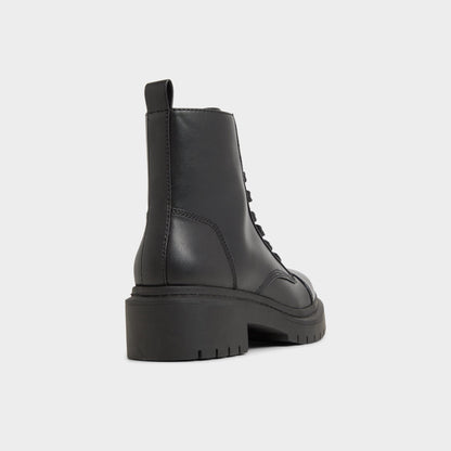 Goer Black Women's Casual boots - Combat ankle boot, Lug sole - Black