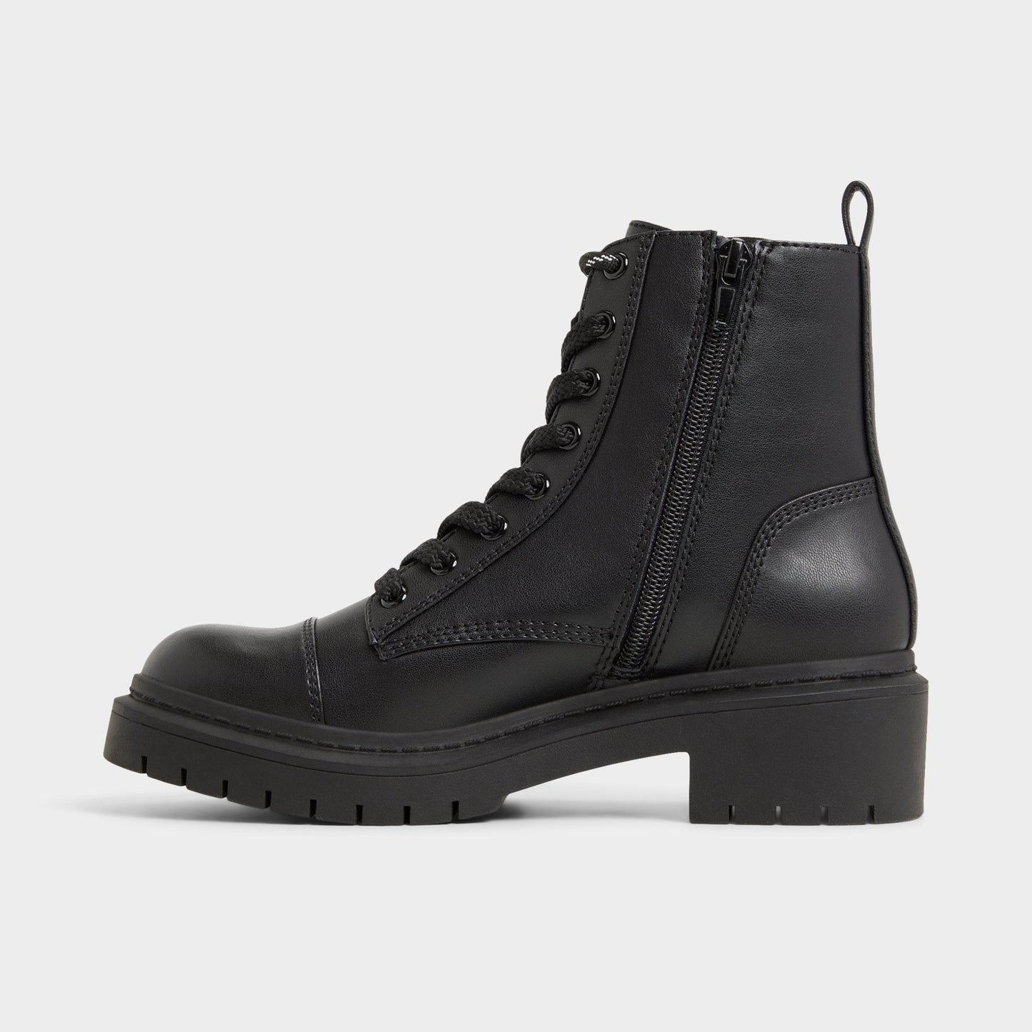 Goer Black Women's Casual boots - Combat ankle boot, Lug sole - Black