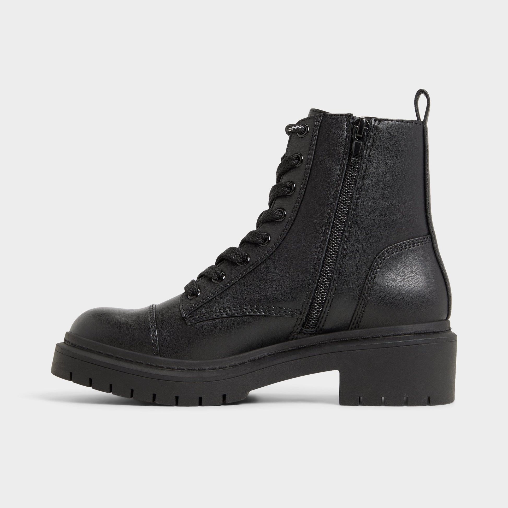Goer Black Women's Casual boots - Combat ankle boot, Lug sole - Black