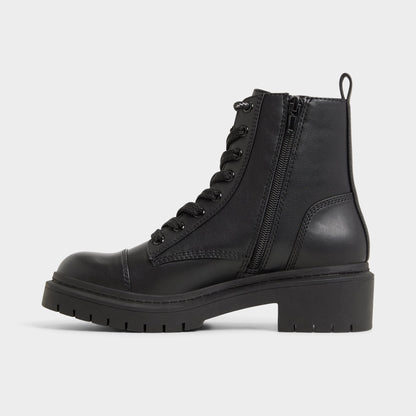 Goer Black Women's Casual boots - Combat ankle boot, Lug sole - Black