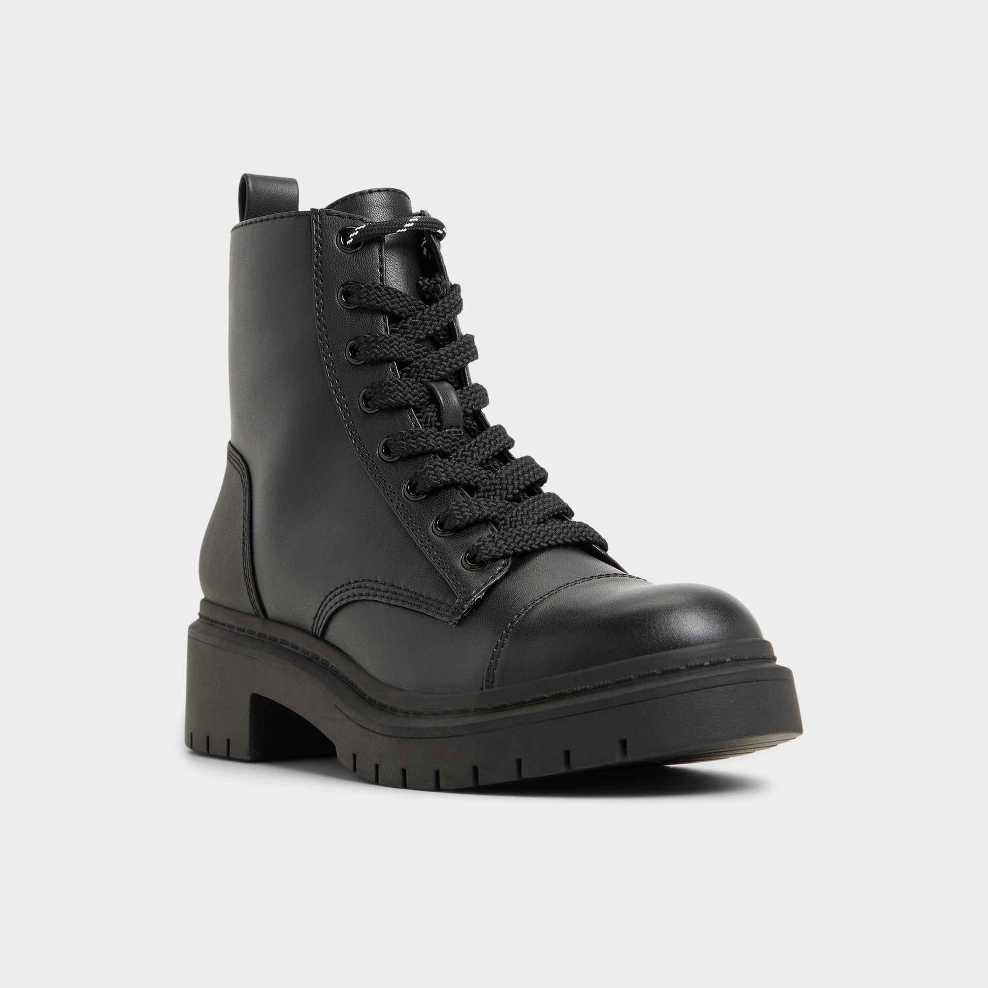 Goer Black Women's Casual boots - Combat ankle boot, Lug sole - Black