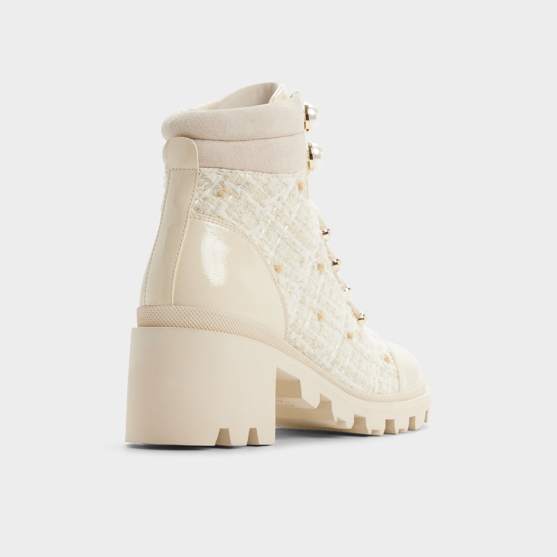 Mariettia in Other White - Lace-up boot, Lug sole - Other white