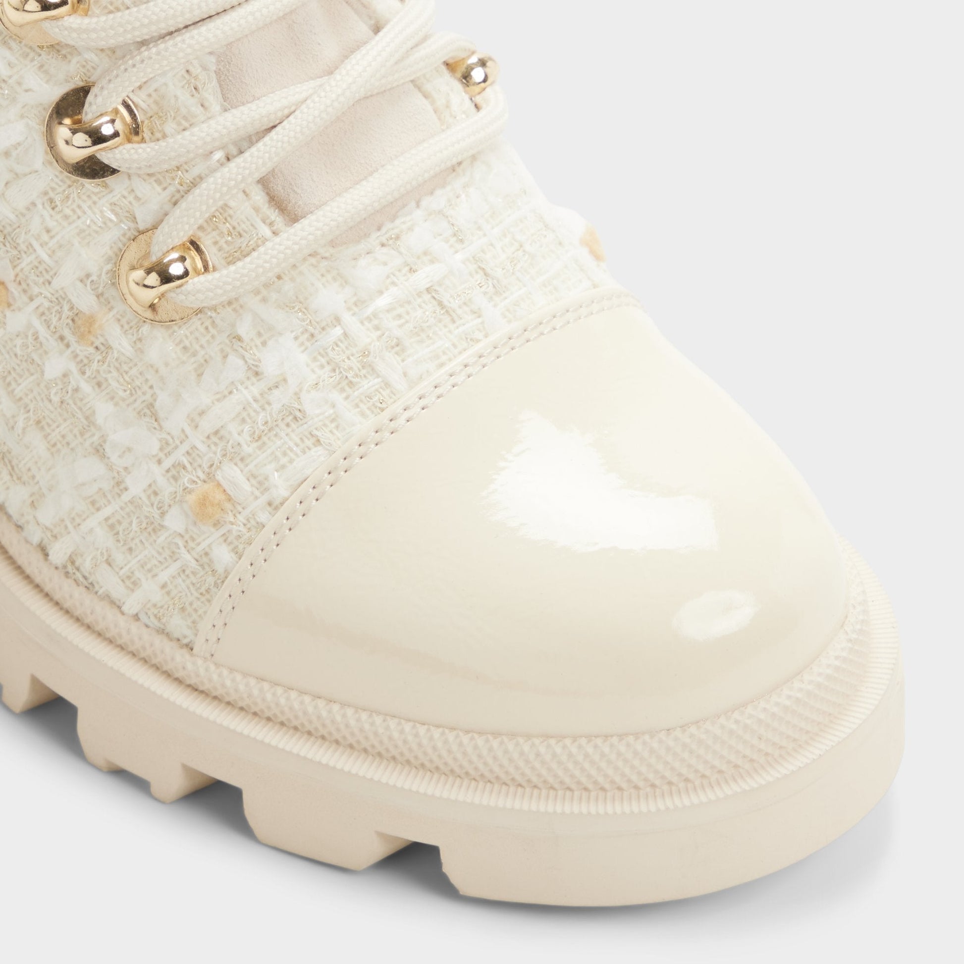 Mariettia in Other White - Lace-up boot, Lug sole - Other white