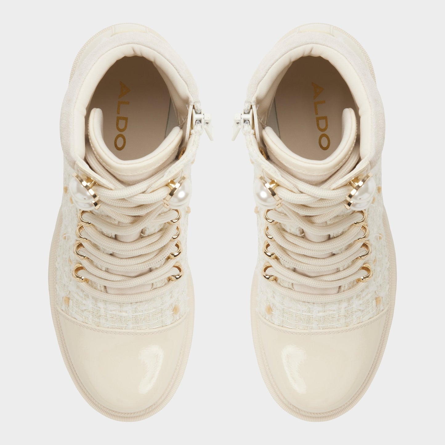 Mariettia in Other White - Lace-up boot, Lug sole - Other white