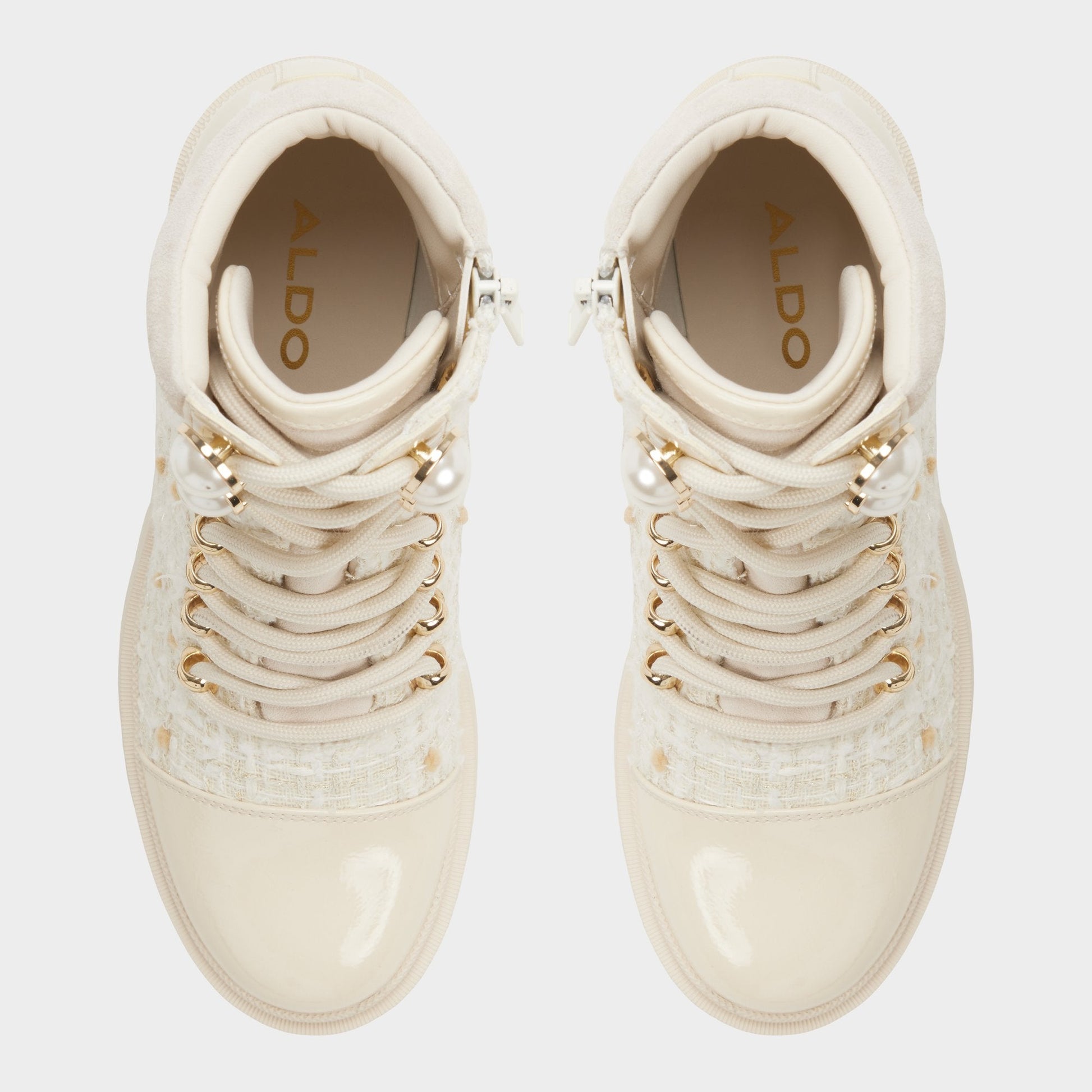 Mariettia in Other White - Lace-up boot, Lug sole - Other white