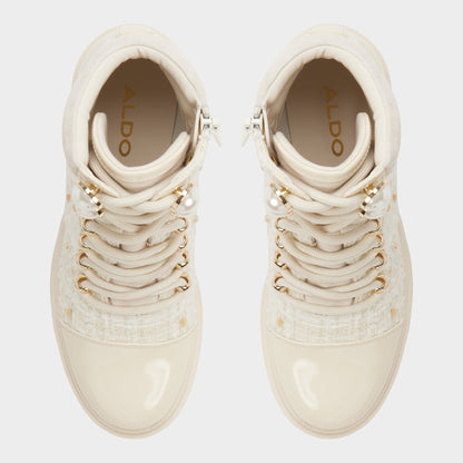 Mariettia in Other White - Lace-up boot, Lug sole - Other white
