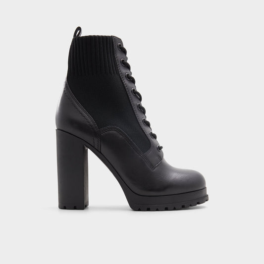 Rebellious Black Women's Combat boots - Combat ankle boot, Lug sole - Black