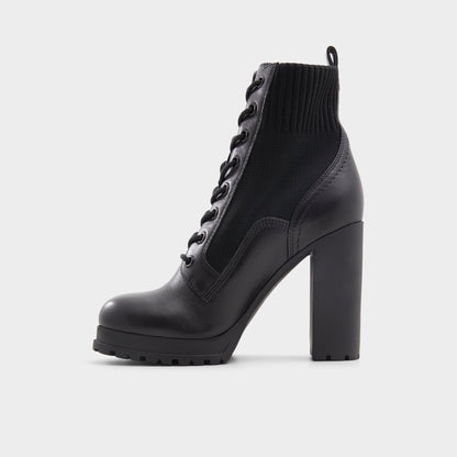 Rebellious Black Women's Combat boots - Combat ankle boot, Lug sole - Black