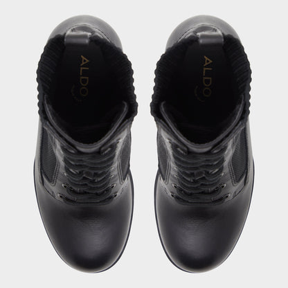Rebellious Black Women's Combat boots - Combat ankle boot, Lug sole - Black