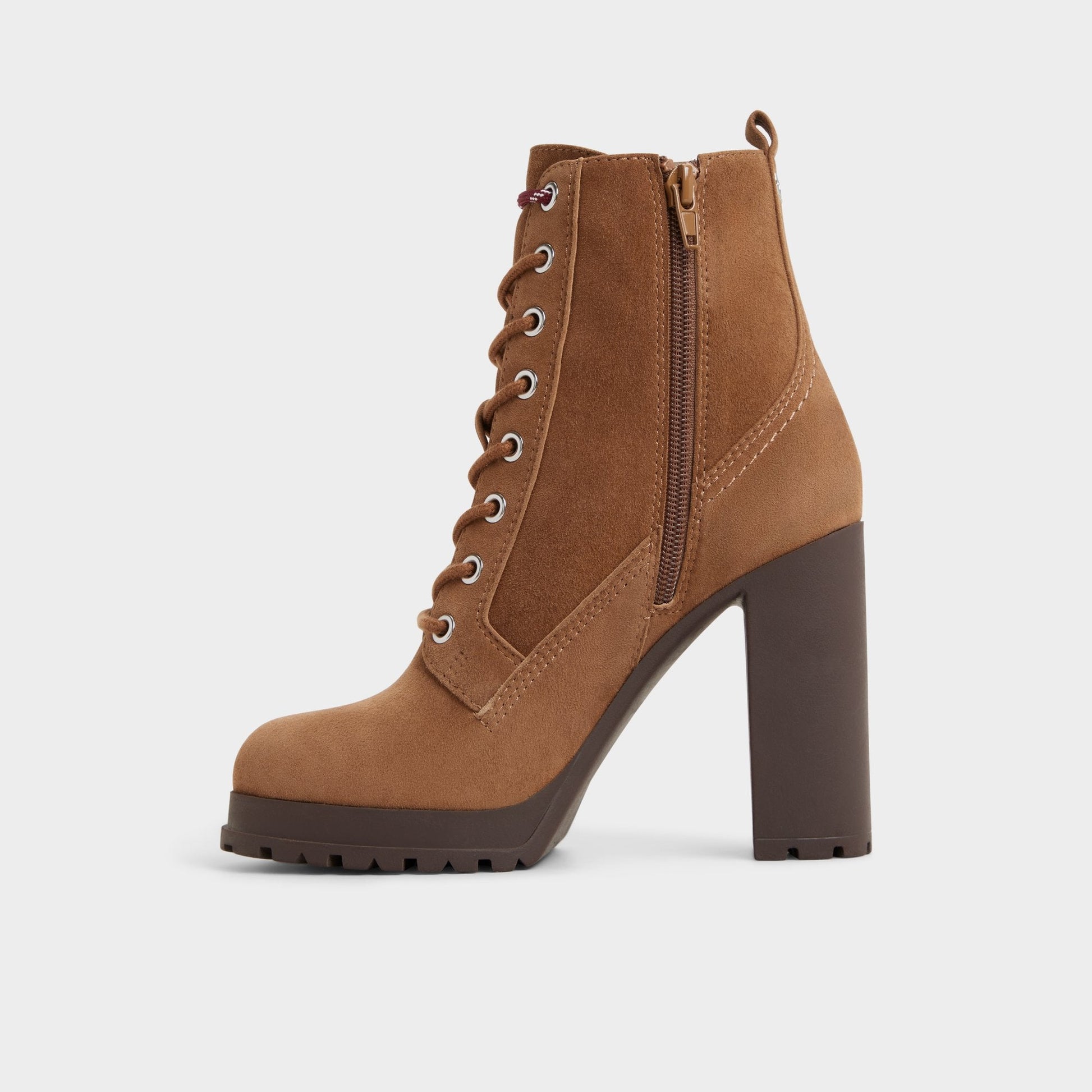 Rebelliously in Light Brown - Combat ankle boot, Lug sole - Light brown