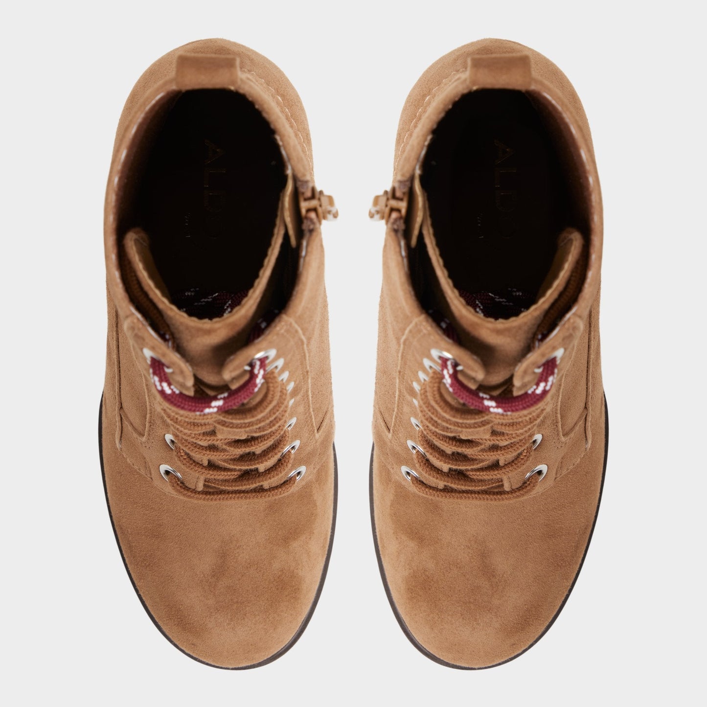 Rebelliously in Light Brown - Combat ankle boot, Lug sole - Light brown
