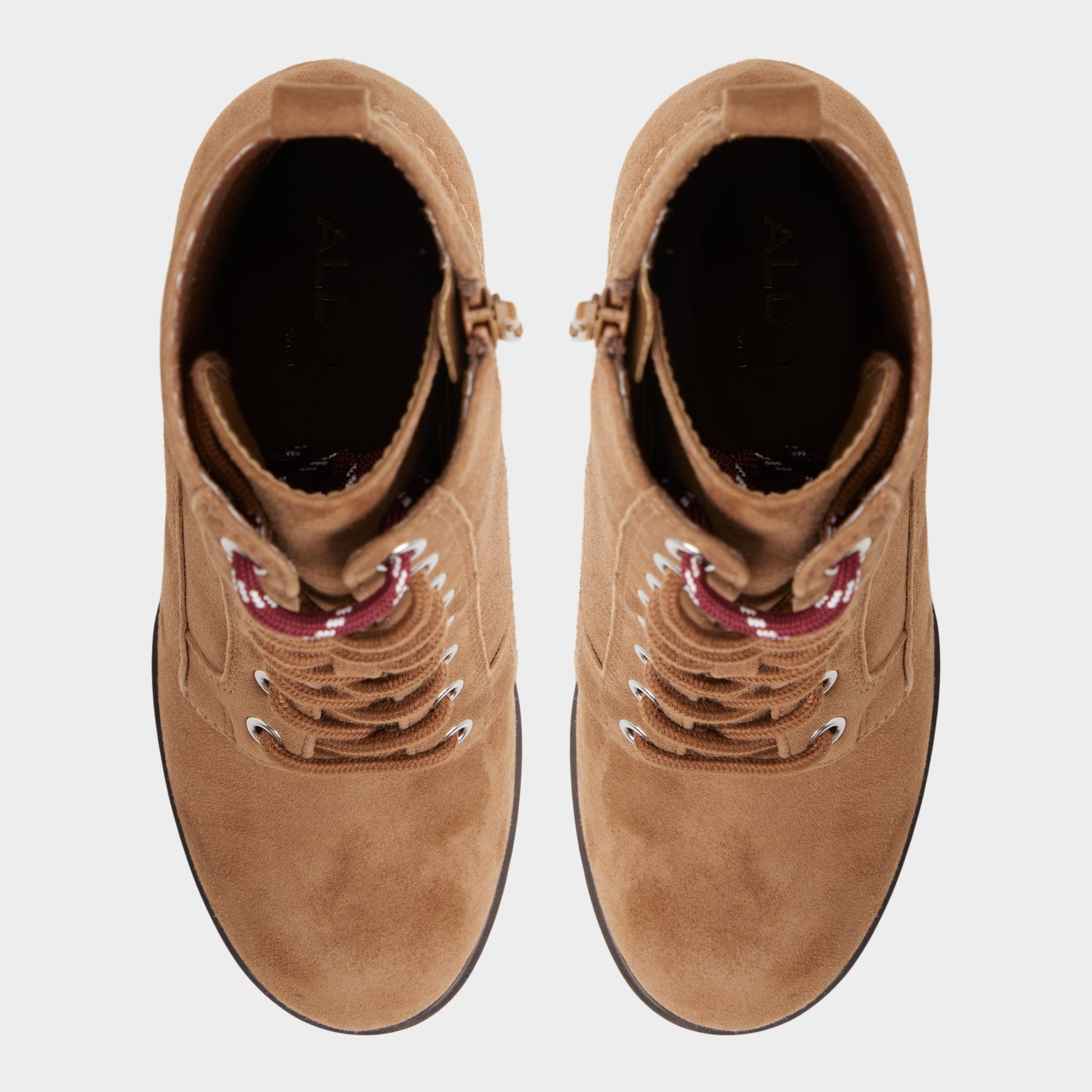 Rebelliously in Light Brown - Combat ankle boot, Lug sole - Light brown