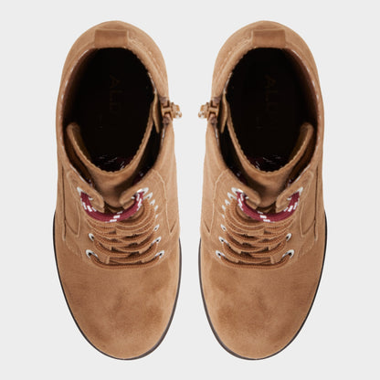 Rebelliously in Light Brown - Combat ankle boot, Lug sole - Light brown