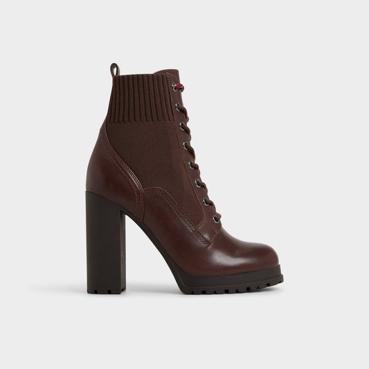 Rebellious in Other Brown - Combat ankle boot, Lug sole - Other brown