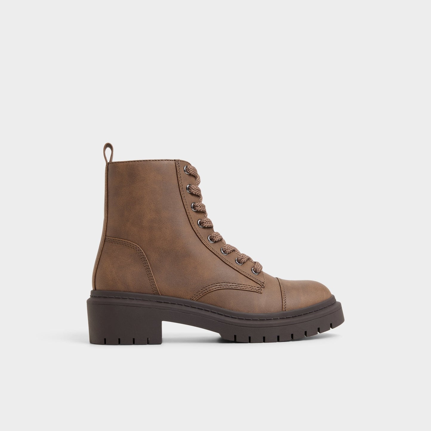 Goer in Medium Brown - Combat ankle boot, Lug sole - Medium brown