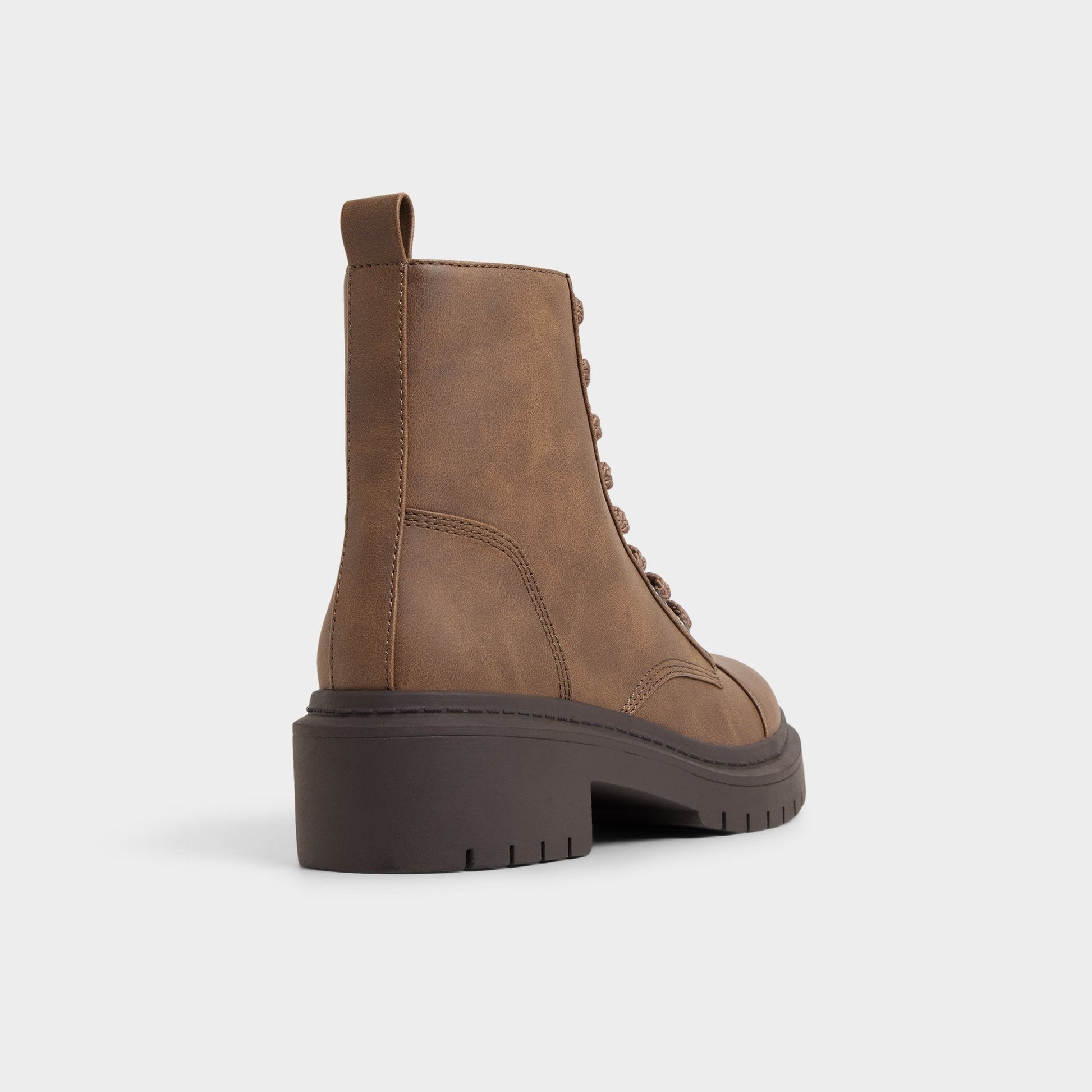 Goer in Medium Brown - Combat ankle boot, Lug sole - Medium brown