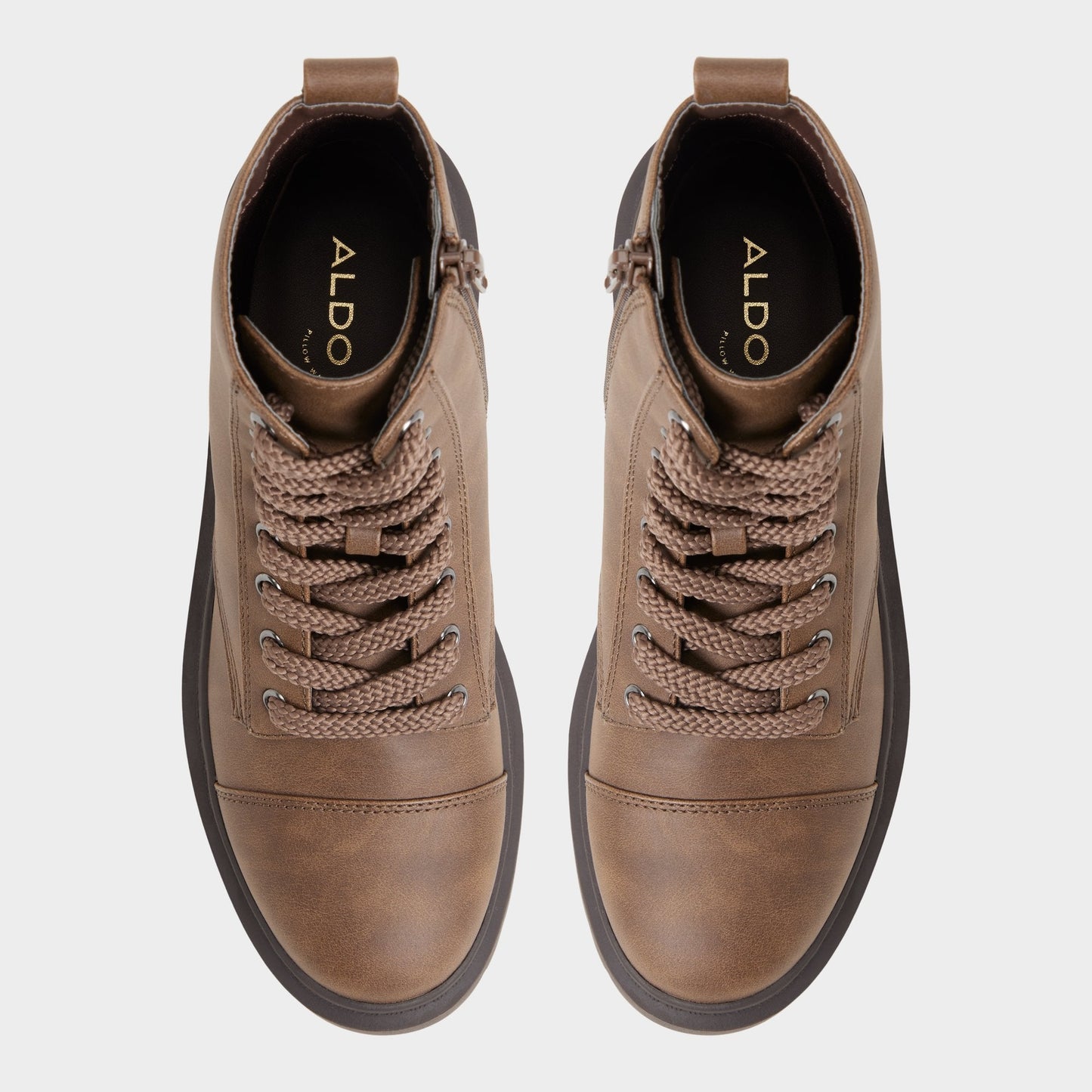 Goer in Medium Brown - Combat ankle boot, Lug sole - Medium brown