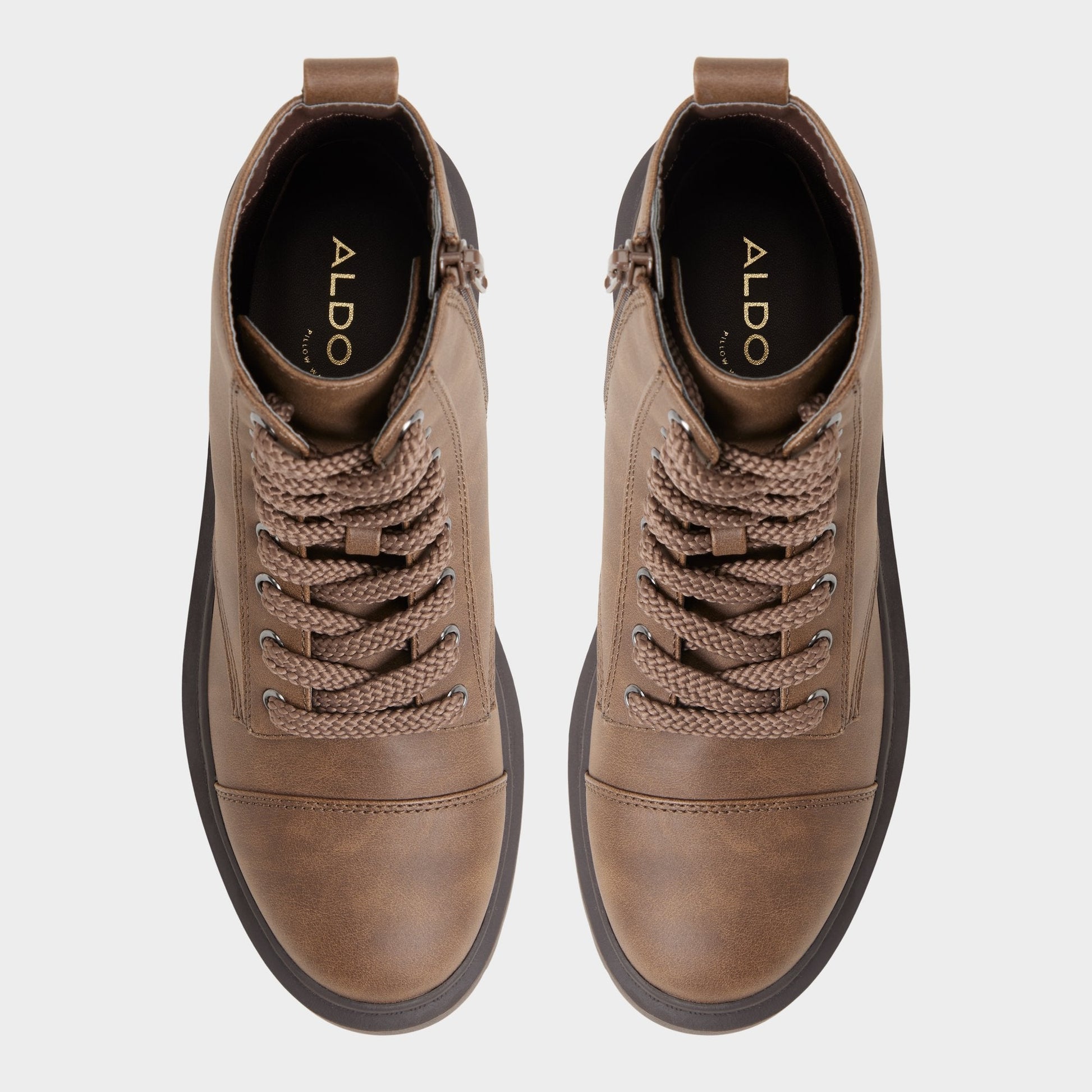 Goer in Medium Brown - Combat ankle boot, Lug sole - Medium brown
