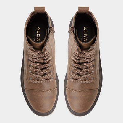 Goer in Medium Brown - Combat ankle boot, Lug sole - Medium brown