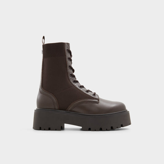 Talaleryknit Brown Overflow Women's Combat boots - Combat ankle boot, Brown - Brown Overflow