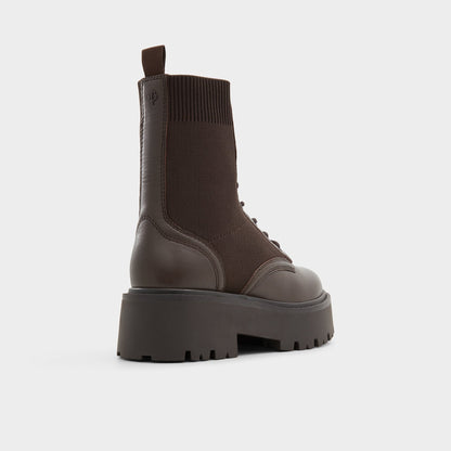 Talaleryknit Brown Overflow Women's Combat boots - Combat ankle boot, Brown - Brown Overflow