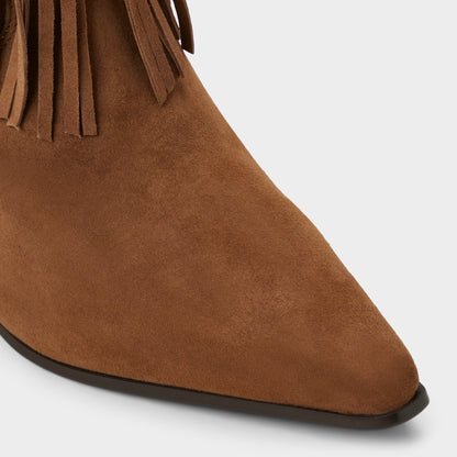 Jollene in Dark Brown - Western boot, Block heel - Dark Brown