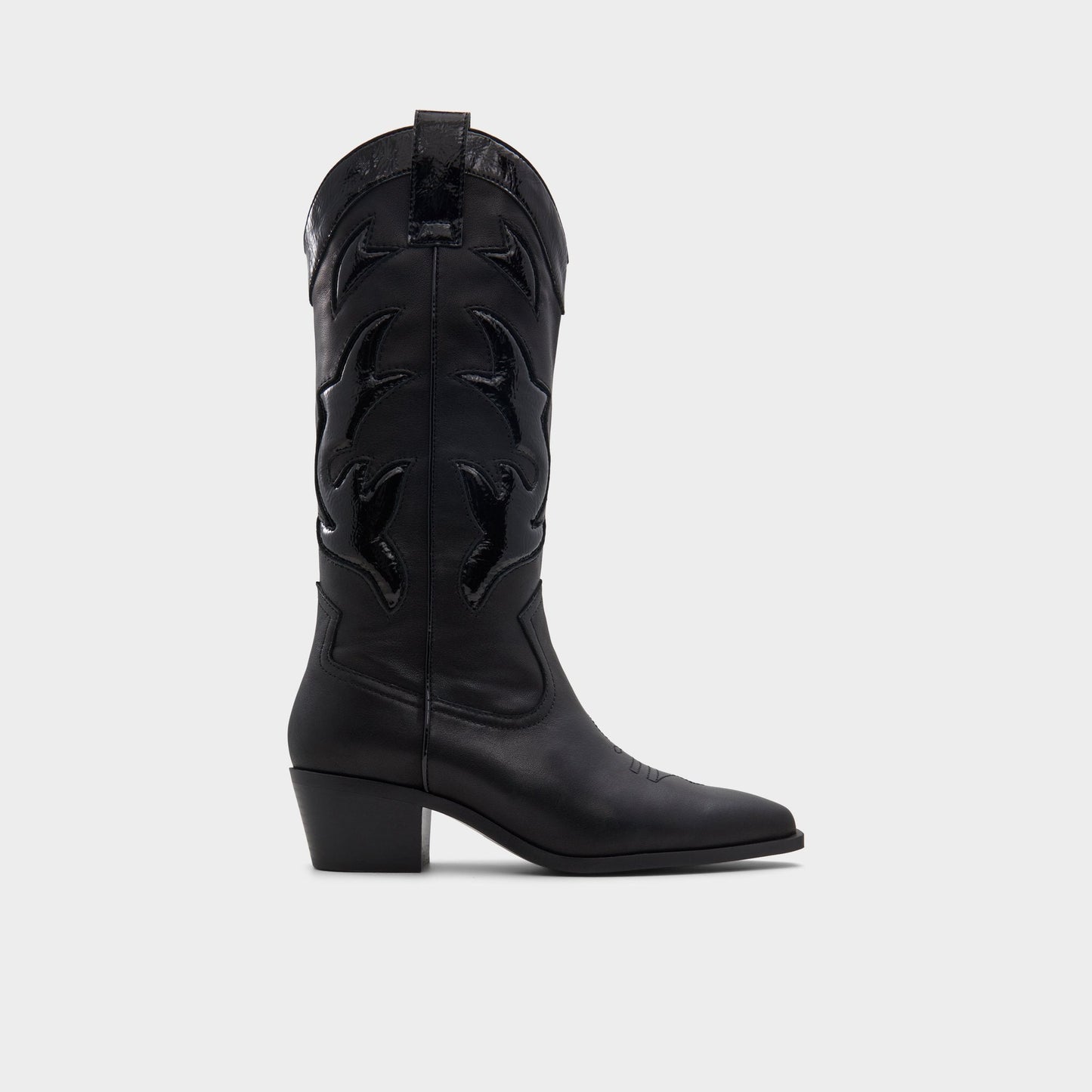 Nebraska Black Women's Western - Mid-calf western boot, Block heel - Black