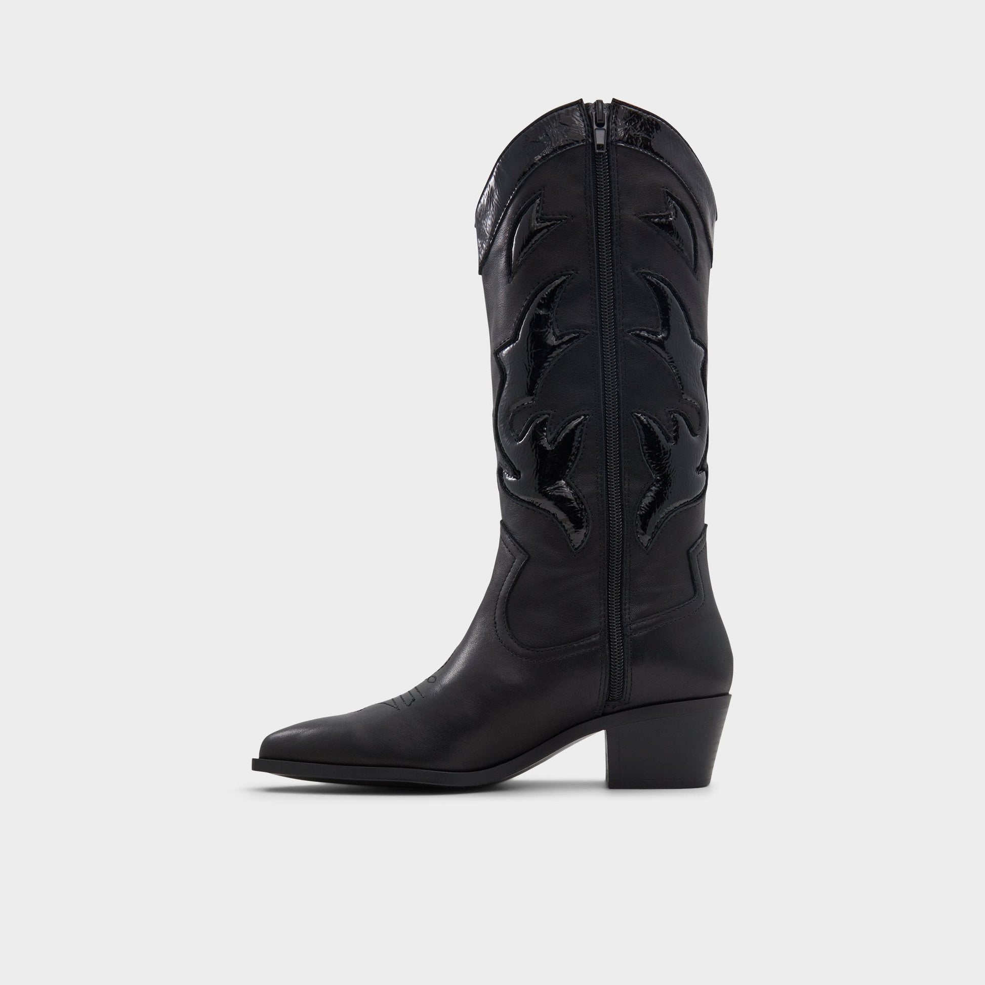 Nebraska Black Women's Western - Mid-calf western boot, Block heel - Black