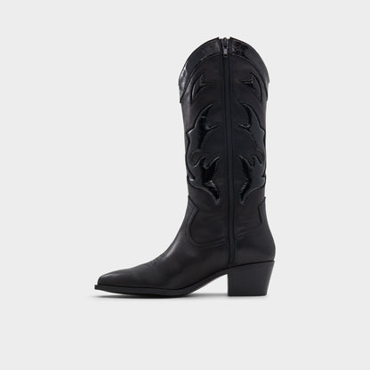 Nebraska Black Women's Western - Mid-calf western boot, Block heel - Black