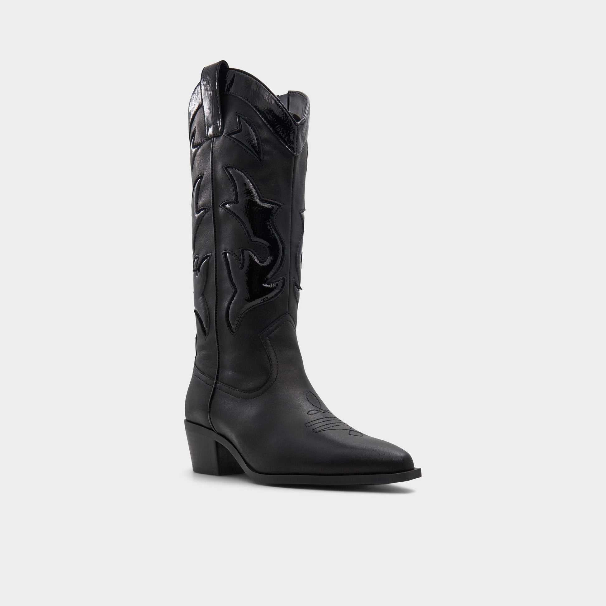 Nebraska Black Women's Western - Mid-calf western boot, Block heel - Black