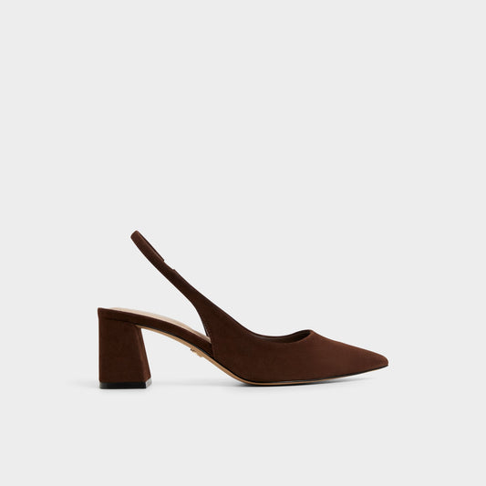Uliana in Dark Brown - Slingback heel, Block heel - Dark brown