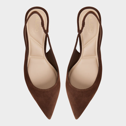 Uliana in Dark Brown - Slingback heel, Block heel - Dark brown