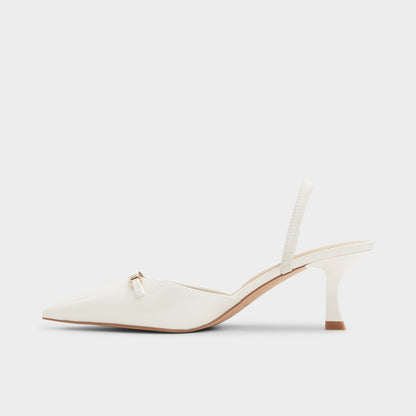 Nailah White/Bone Women's Kitten heels - Slingback heel, Kitten heel - White/bone